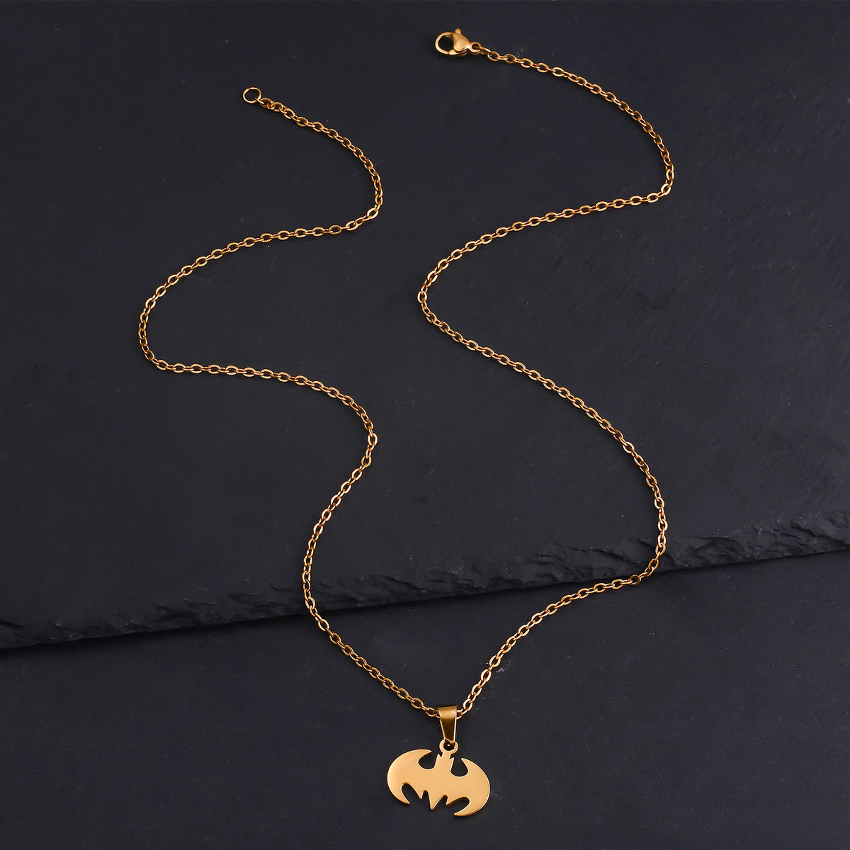 Gothic Bat Necklace – Stainless Steel Superhero Pendant Chain