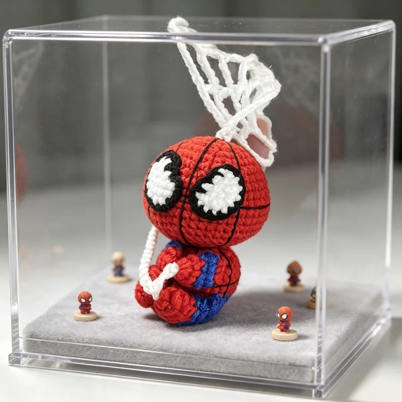 Spider-Man Crochet Keychain – Handmade Yarn Doll Bag Charm