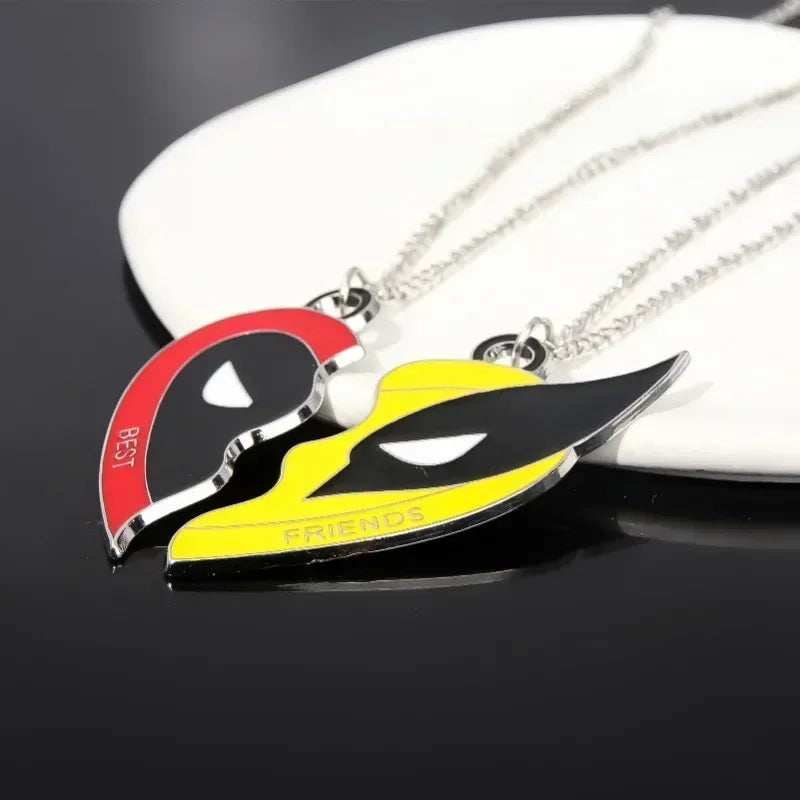 Deadpool & Wolverine Best Friends Keychain – Half-Heart Mask Pendant Set