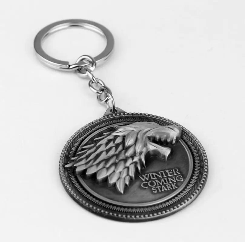 Game of Thrones House Stark Wolf Keychain – “Winter Is Coming” 3D Pendant