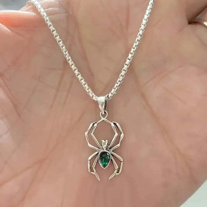 925 Sterling Silver Spider Necklace – Elegant Animal Pendant Jewelry for Women