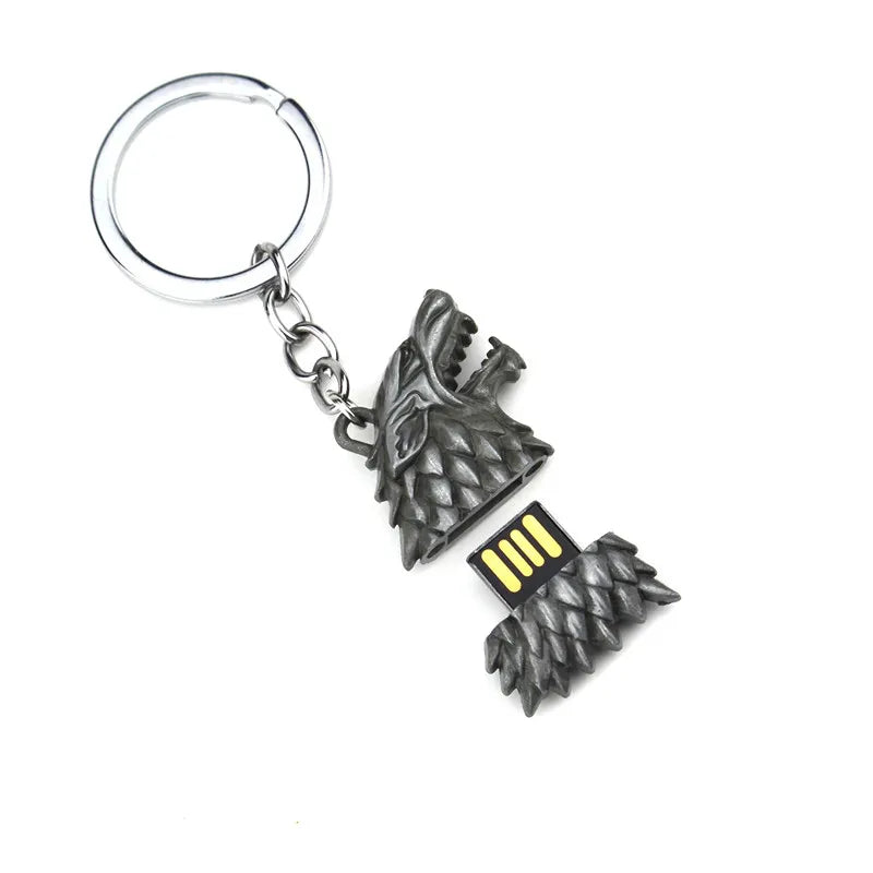 Game of Thrones House Stark Wolf Keychain – “Winter Is Coming” 3D Pendant