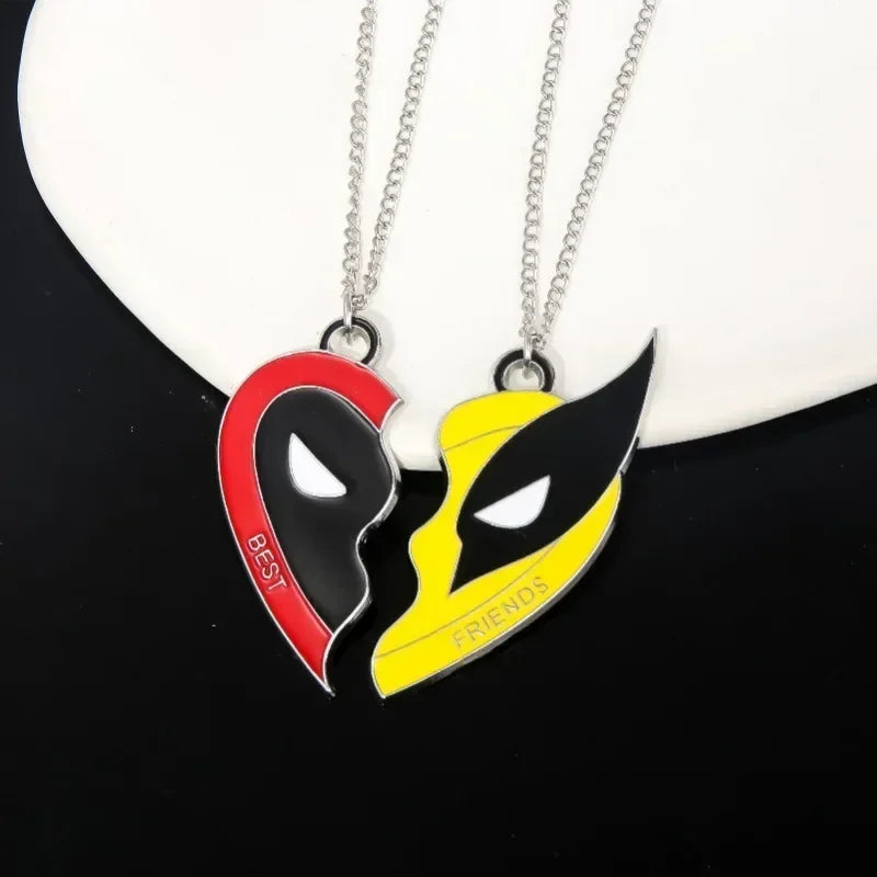 Deadpool & Wolverine Best Friends Keychain – Half-Heart Mask Pendant Set