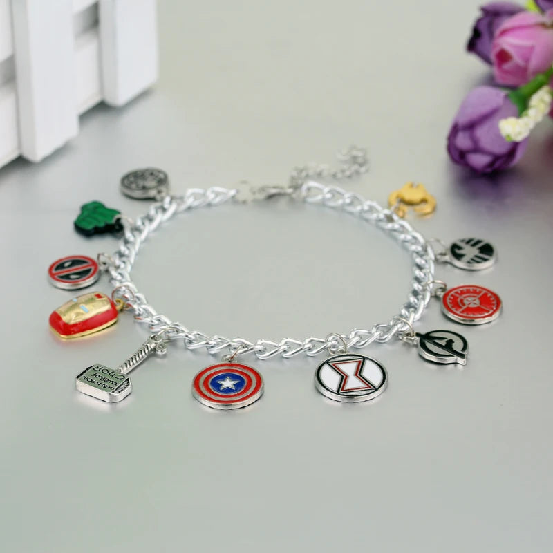 Marvel Avengers Bracelet – Thor, Iron Man & Thanos Logo Charm Bangle