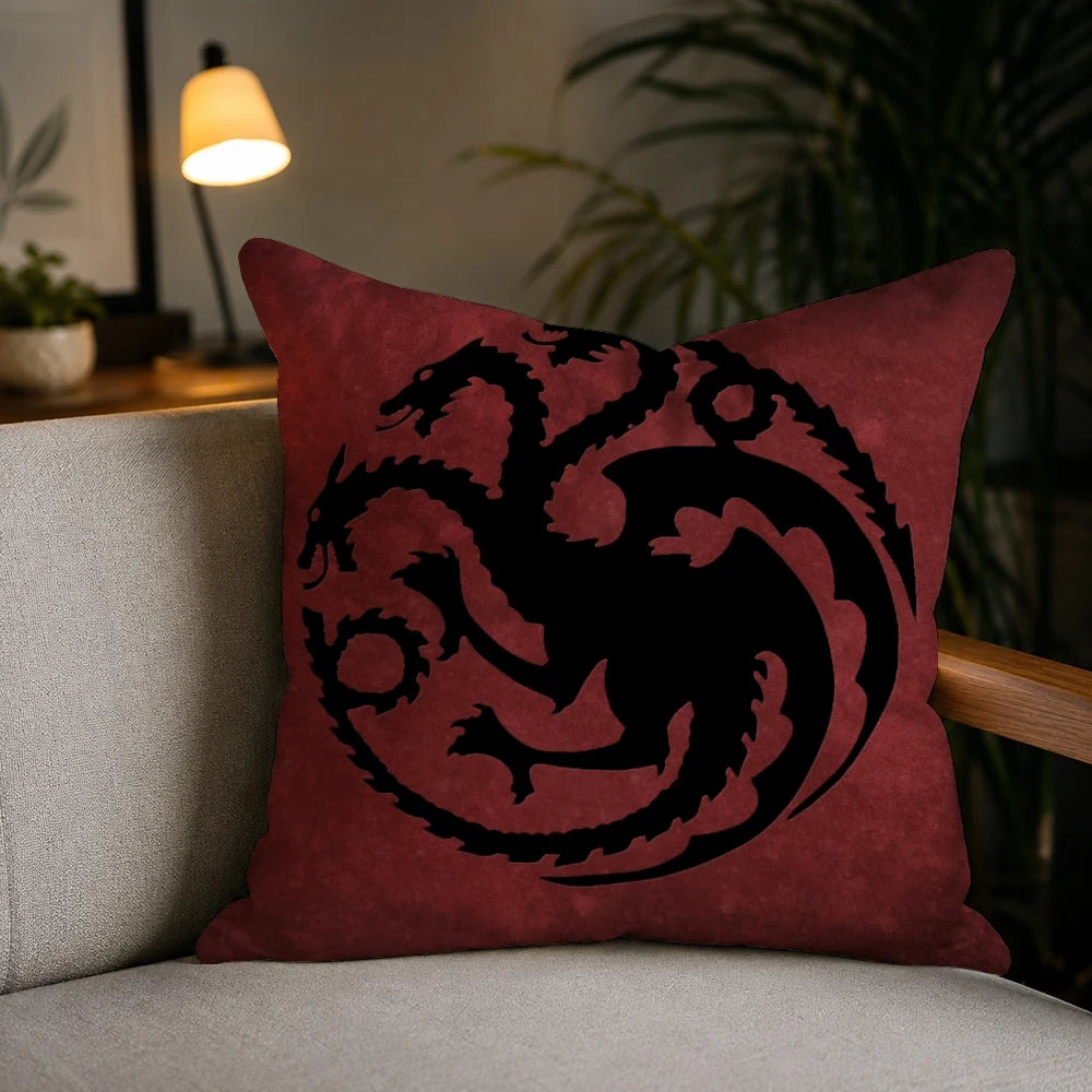House Targaryen Pillow Cover – Game of Thrones Plush Decorative Cushion Case