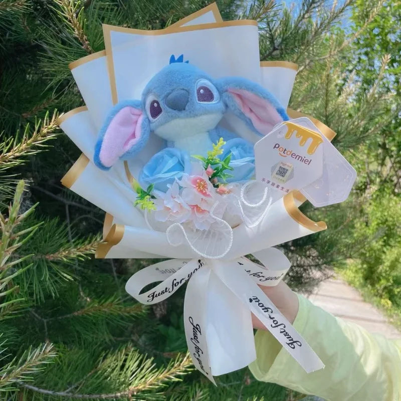 Spider-Man, Stitch & Minions Plush Flower Bouquet – Cute Character Gift