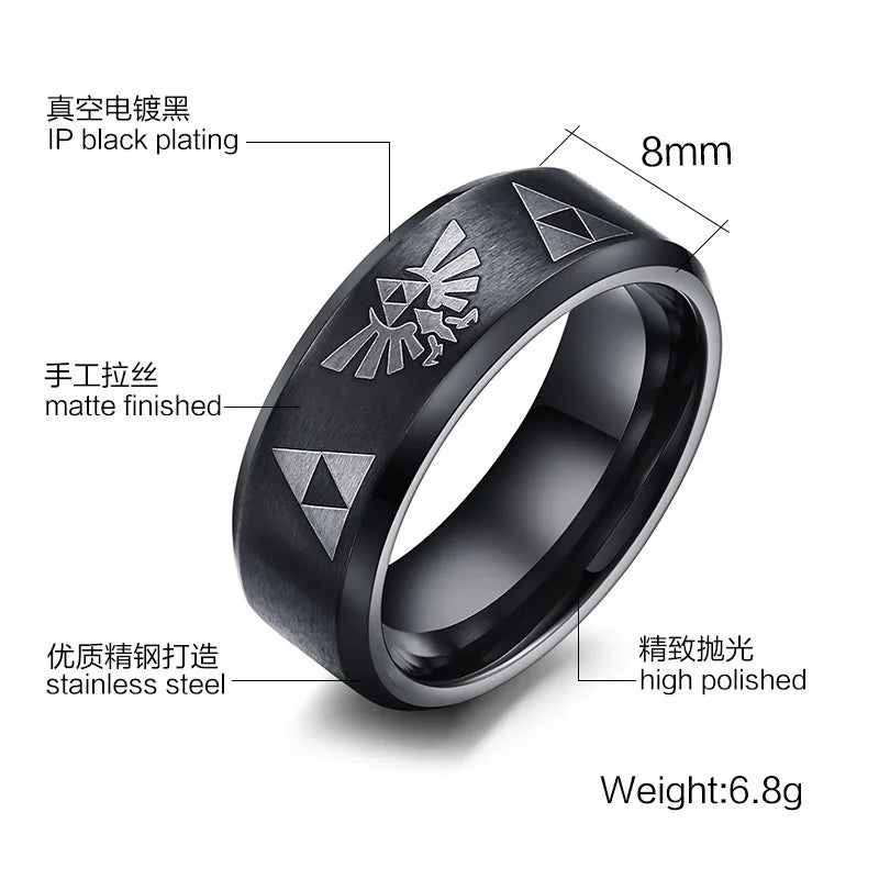 Triforce Triangle Ring – 316L Stainless Steel Anime Cosplay Band