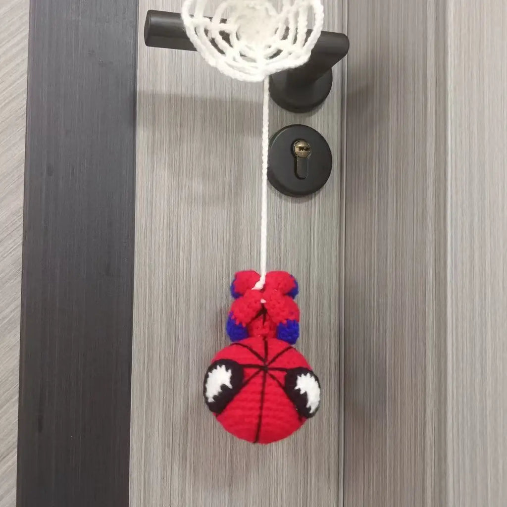 Spider-Man Crochet Keychain – Handmade Yarn Doll Bag Charm
