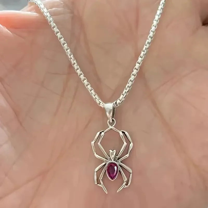 925 Sterling Silver Spider Necklace – Elegant Animal Pendant Jewelry for Women
