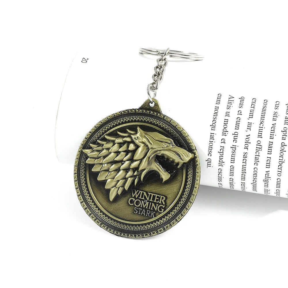 Game of Thrones House Stark Wolf Keychain – “Winter Is Coming” Pendant