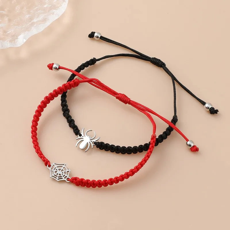 Spider Web Couple Bracelets – Handmade Adjustable Matching Bracelets (2-Piece Set)