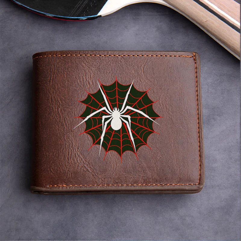 Spider Web PU Leather Wallet – Premium Compact Men’s Business Wallet