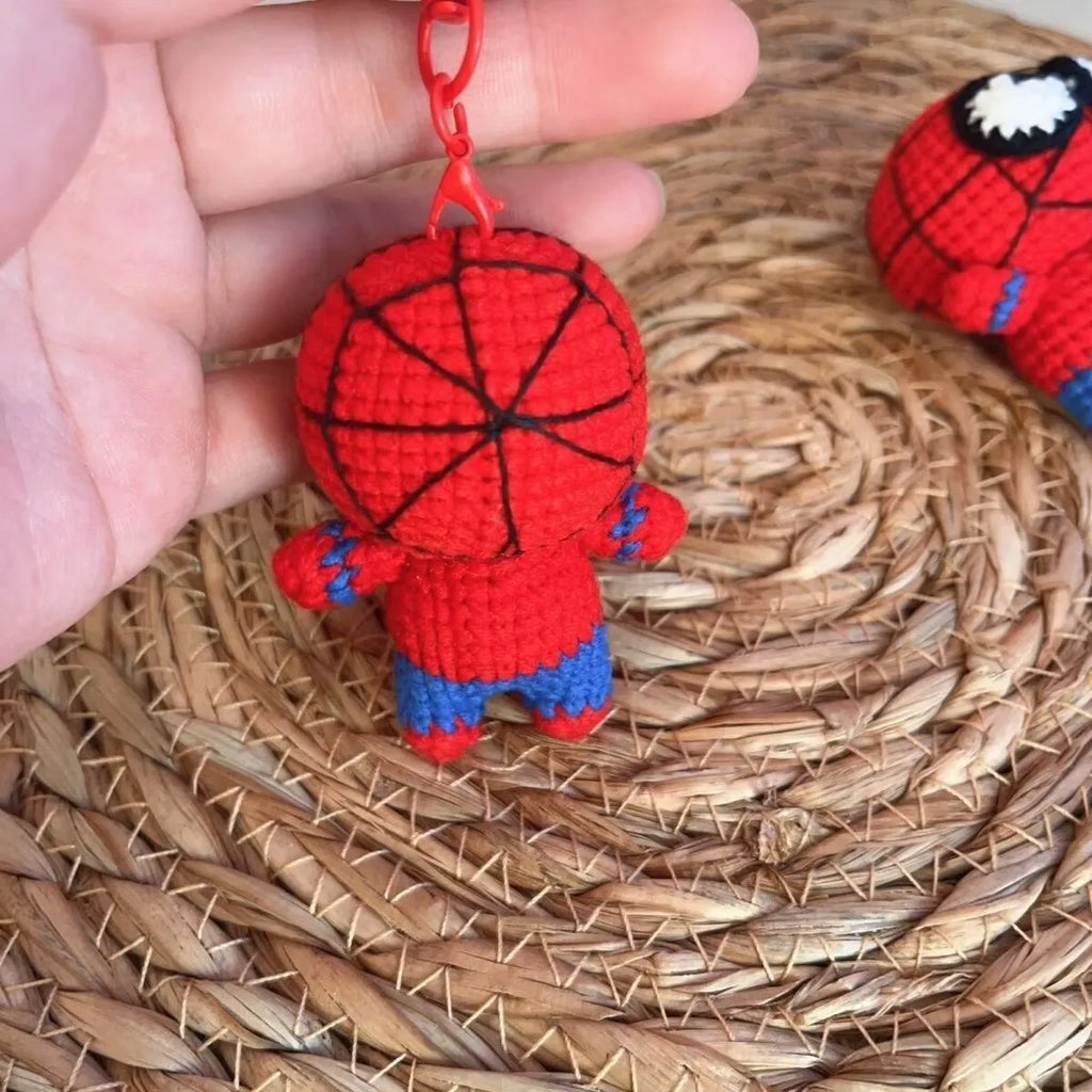 Spider-Man & Venom Crochet Plush Keychain – Handmade Backpack Charm