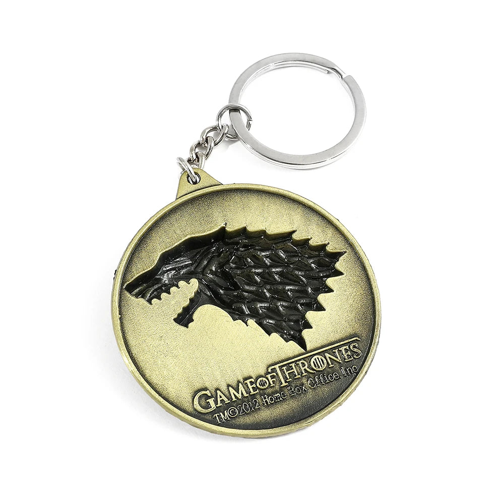 Game of Thrones House Stark Wolf Keychain – “Winter Is Coming” Pendant