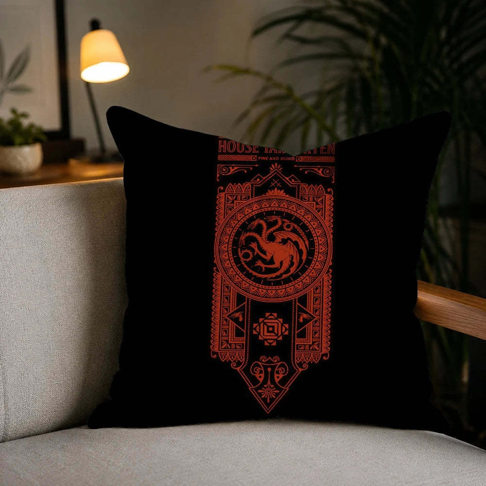 House Targaryen Pillow Cover – Game of Thrones Plush Decorative Cushion Case