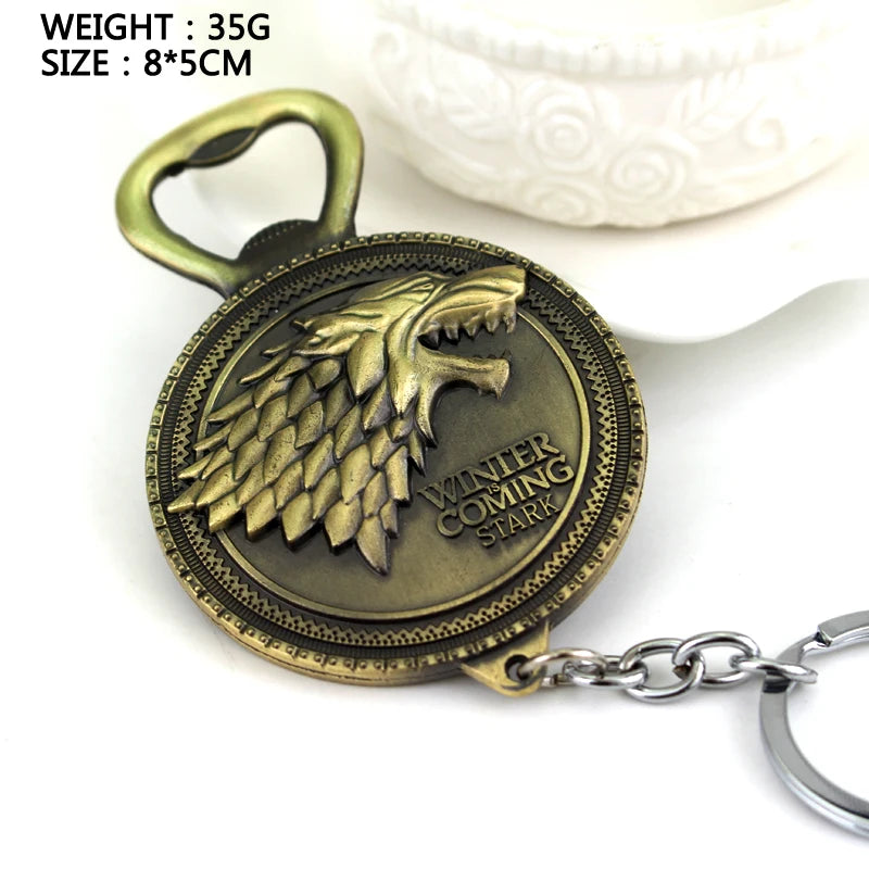 Game of Thrones House Stark Wolf Keychain – “Winter Is Coming” 3D Pendant