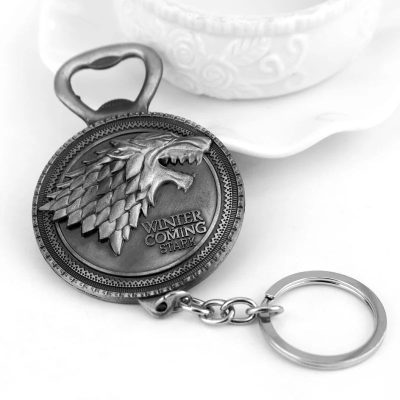Game of Thrones House Stark Wolf Keychain – “Winter Is Coming” 3D Pendant