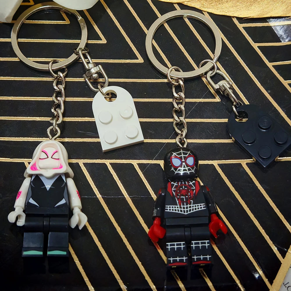 Spider-Man & Gwen Matching Couple Keychains – Heart-Shaped PVC Set
