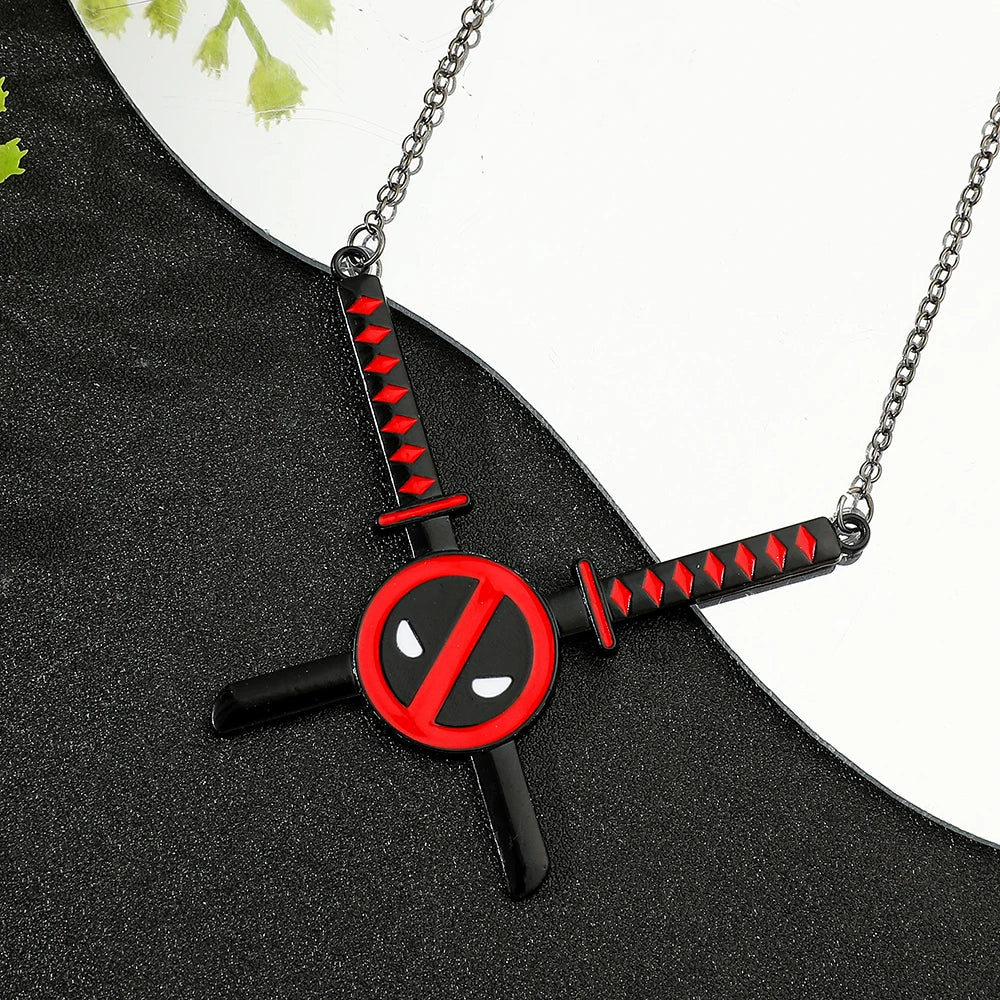 Deadpool Double Knife Necklace – Marvel Superhero Pendant for Men & Women