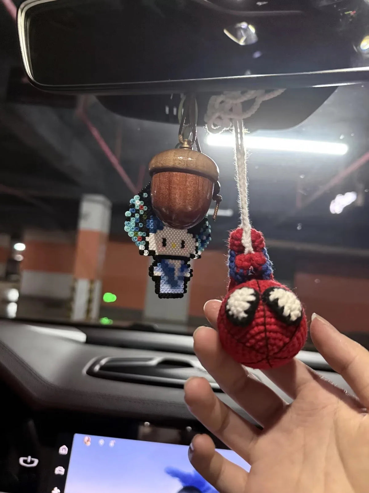 Spider-Man & Venom Crochet Plush Keychain – Handmade Backpack Charm