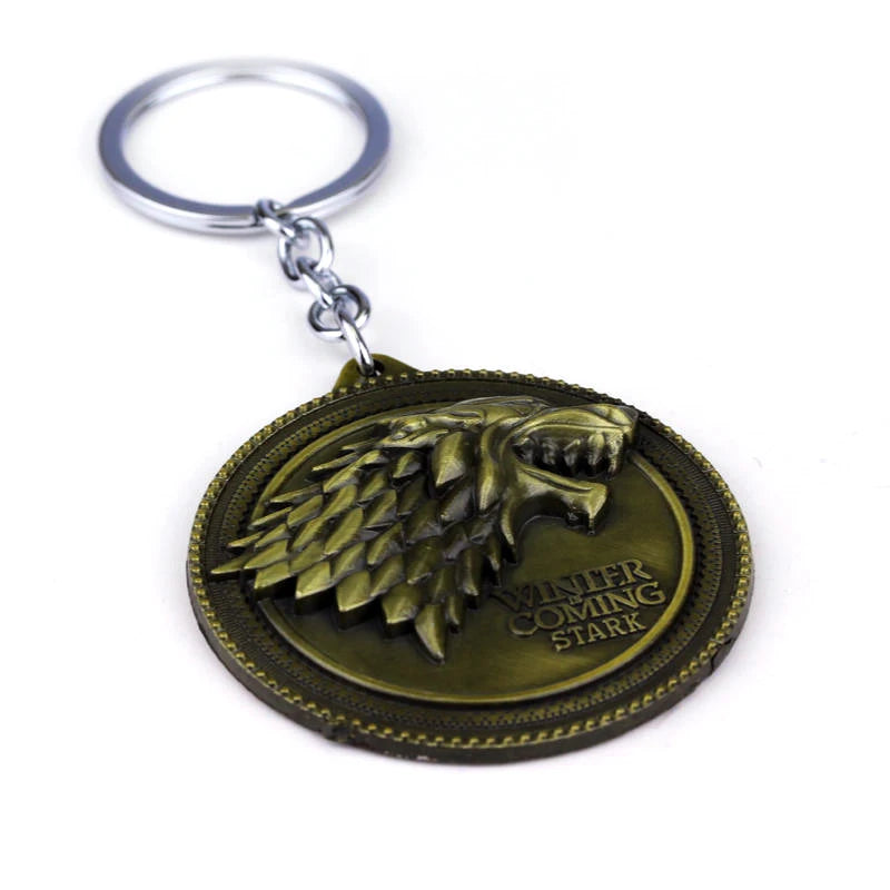 Game of Thrones House Stark Wolf Keychain – “Winter Is Coming” 3D Pendant