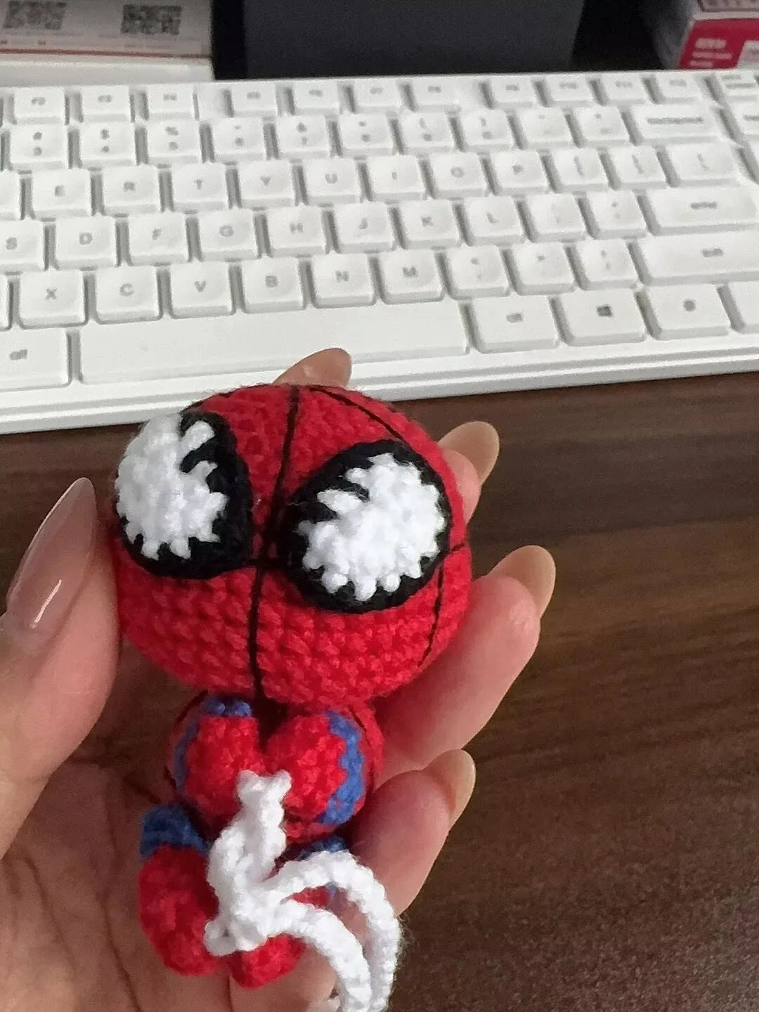 Spider-Man & Venom Crochet Plush Keychain – Handmade Backpack Charm
