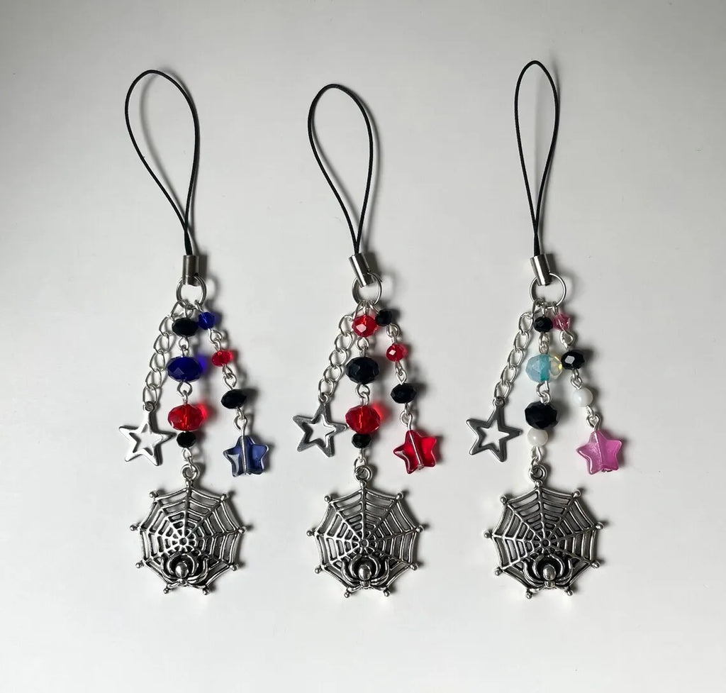 Spider-Verse Beaded Phone Charm – Miles Morales, Gwen & Miguel Y2K Style