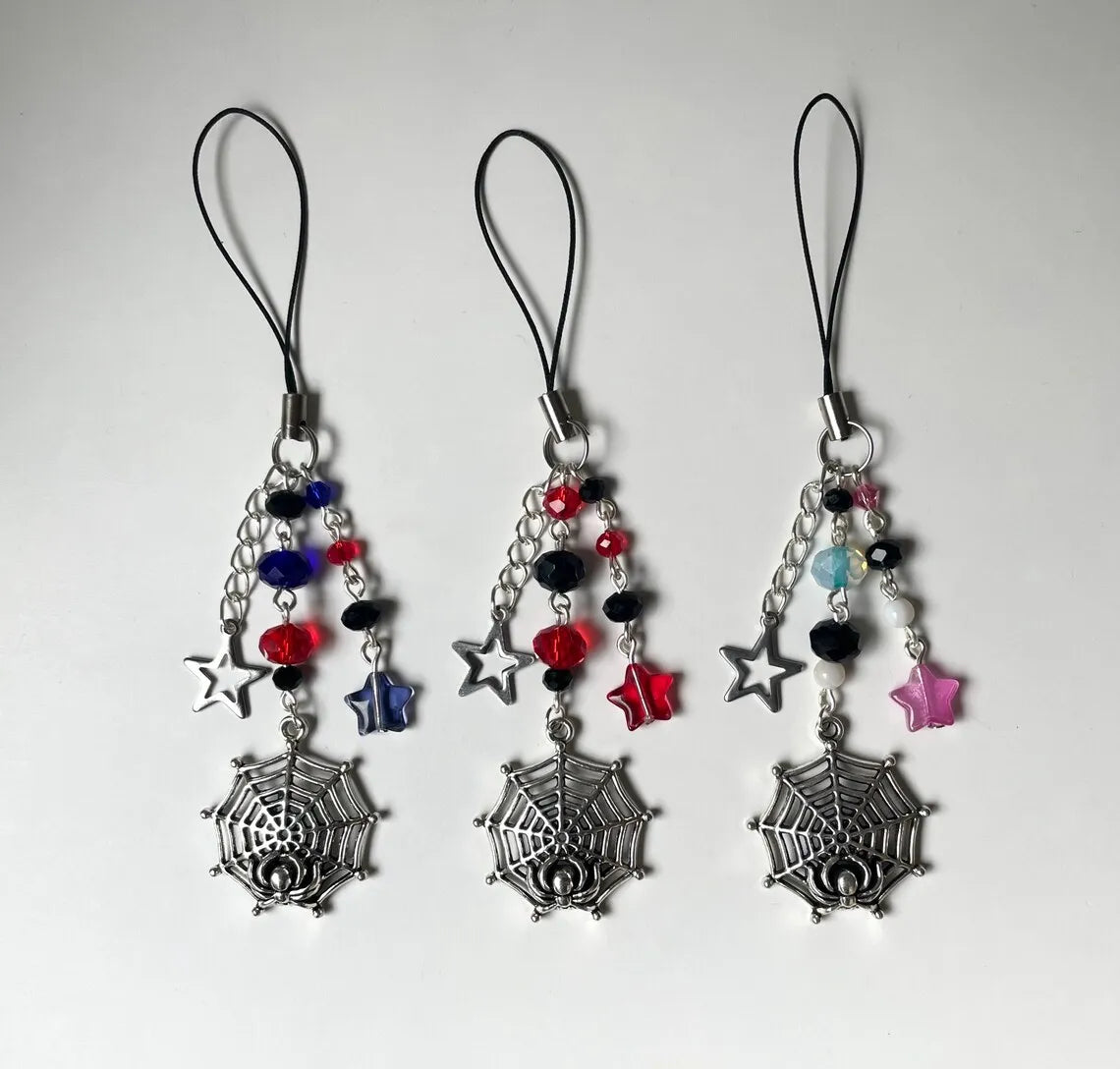 Spider-Verse Beaded Phone Charm – Miles Morales, Gwen & Miguel Y2K Style