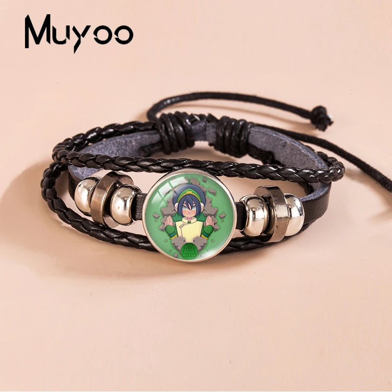 Avatar: The Last Airbender Leather Bracelet – Glass Dome Snap Button Bangle