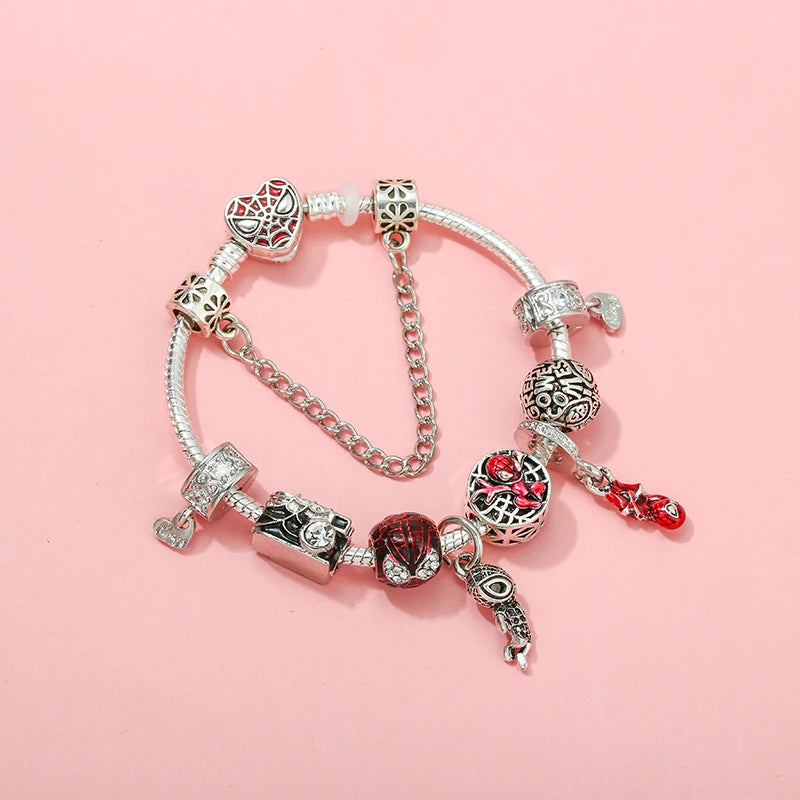 Marvel Spider-Man Charm Bracelet – Mask Clasp & Soaring City Beads