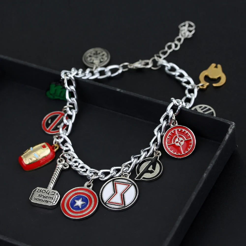 Marvel Avengers Bracelet – Thor, Iron Man & Thanos Logo Charm Bangle
