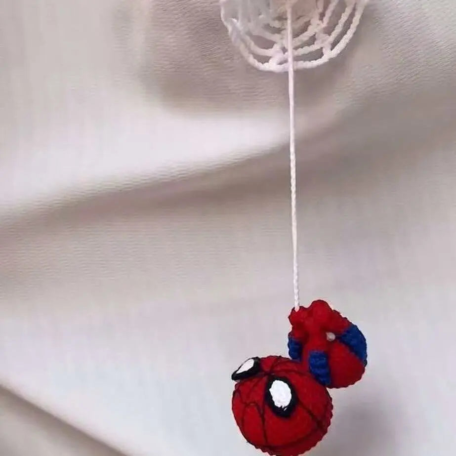 Spider-Man Crochet Keychain – Handmade Yarn Doll Bag Charm